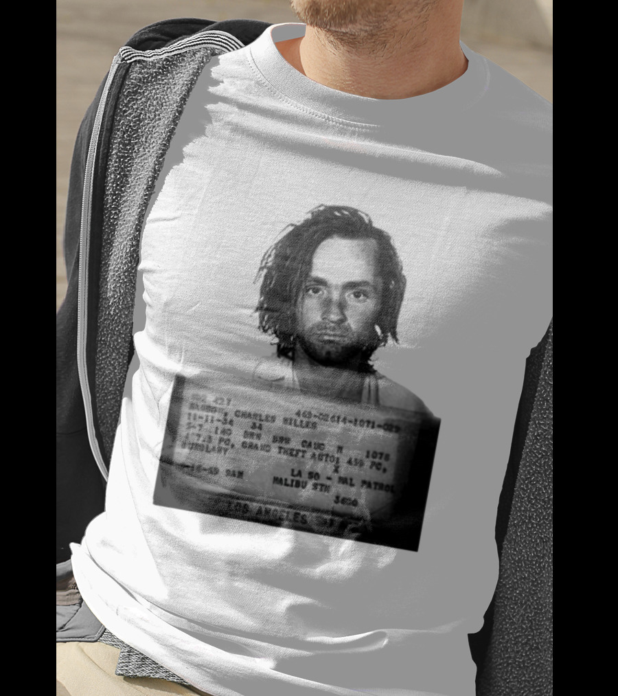 Charles Manson Mugshot Los Angeles Police Department Booking 1969 T-Shirt
