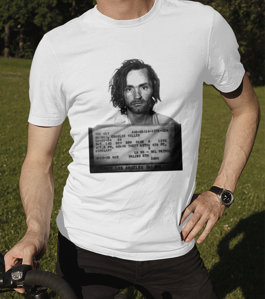 Charles Manson Mugshot Los Angeles Police Department Booking 1969 T-Shirt