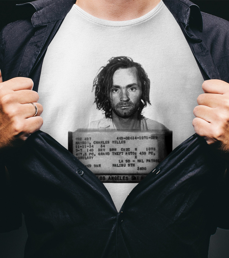 Charles Manson Mugshot Los Angeles Police Department Booking 1969 T-Shirt