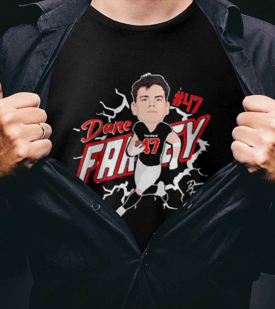 Dane Farley #47 The Undefeated Caricature Signature T-Shirt