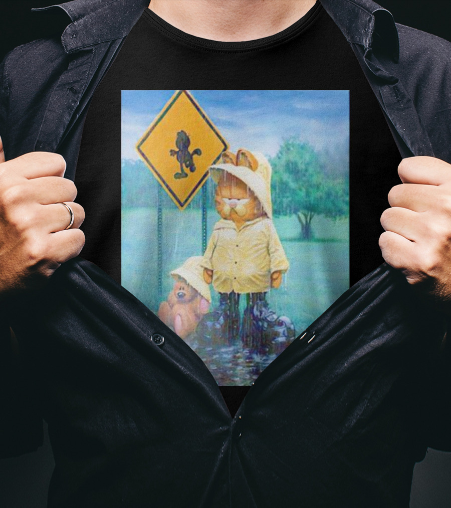 Garfield Rainy Day Yellow Jacket Relaxation T-Shirt
