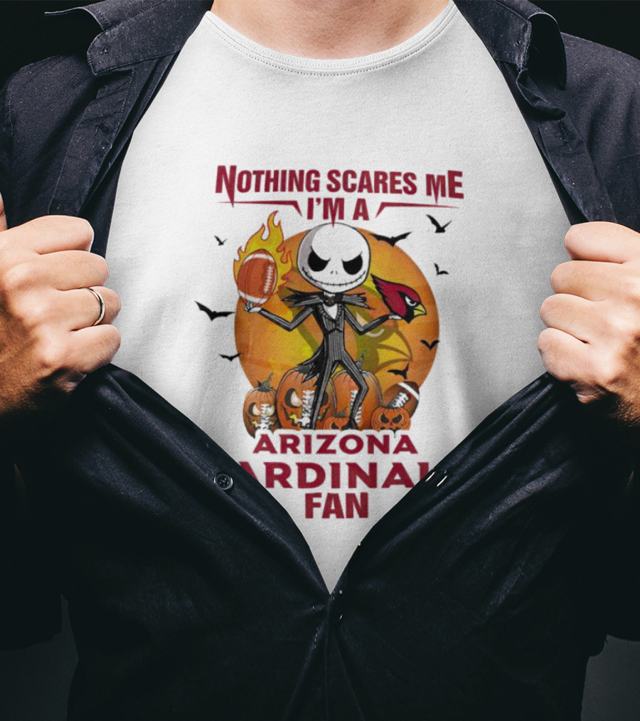 Nothing Scares Me I'm A Arizona Cardinals Fan Jack Skellington Halloween T-Shirt