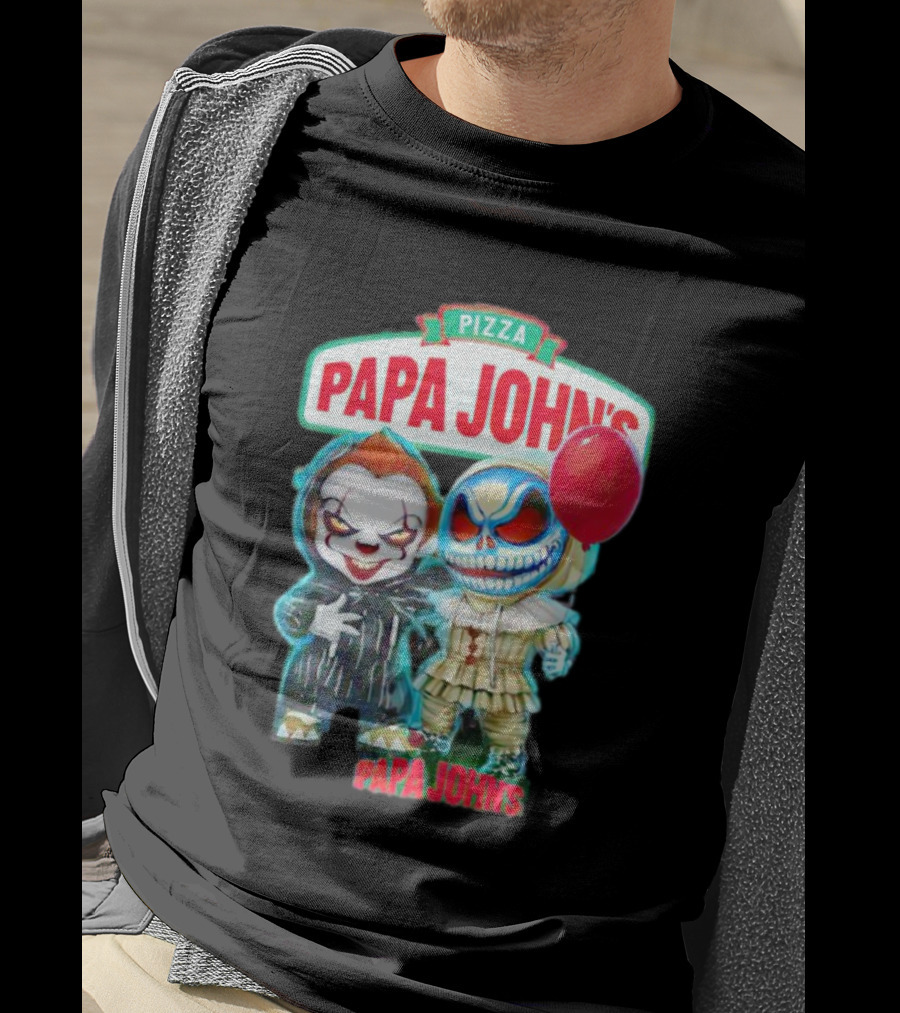 Papa John’s Pennywise Jack Skellington Halloween Pizza Balloon T-Shirt