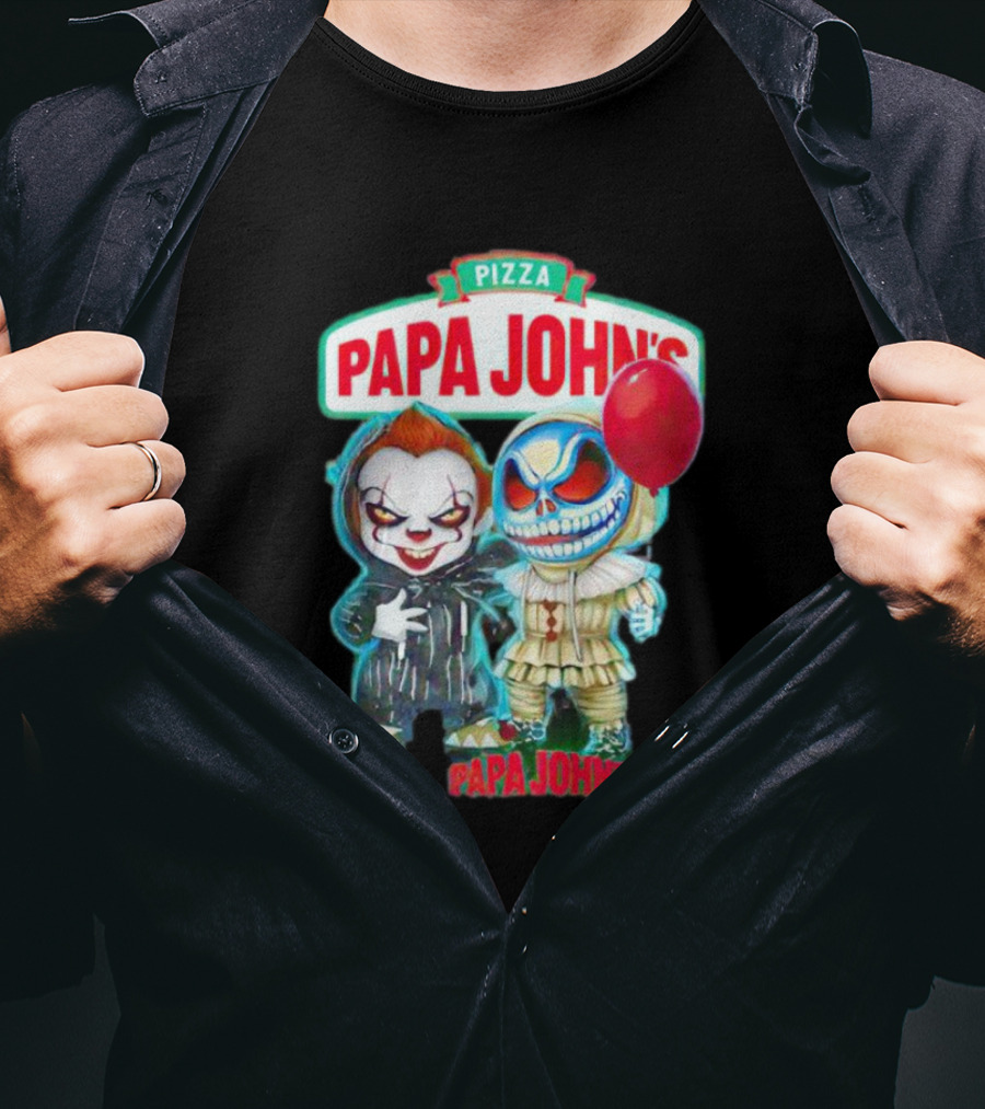 Papa John’s Pennywise Jack Skellington Halloween Pizza Balloon T-Shirt
