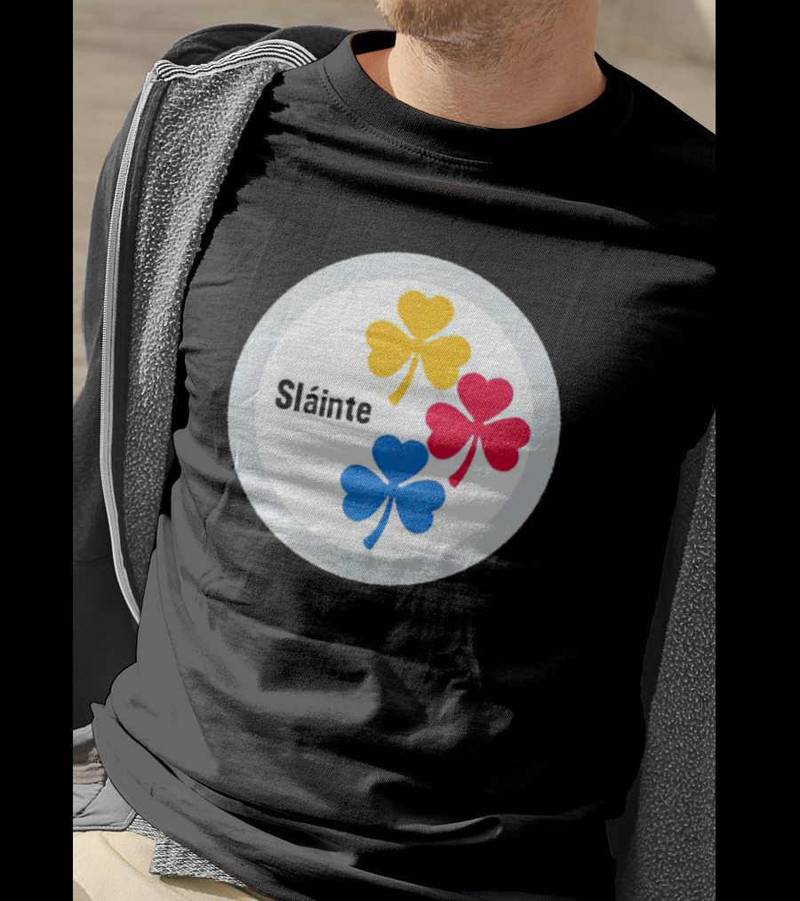 Sláinte Steelers Irish Shamrock Symbols T-Shirt