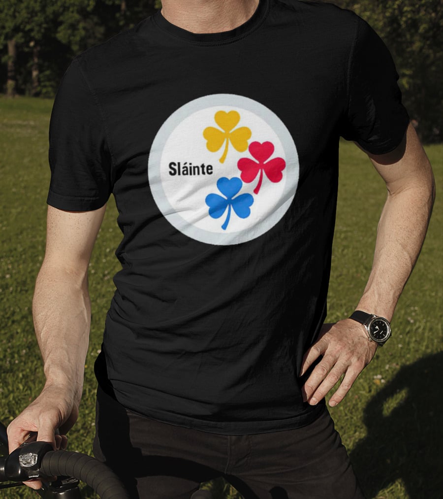 Sláinte Steelers Irish Shamrock Symbols T-Shirt