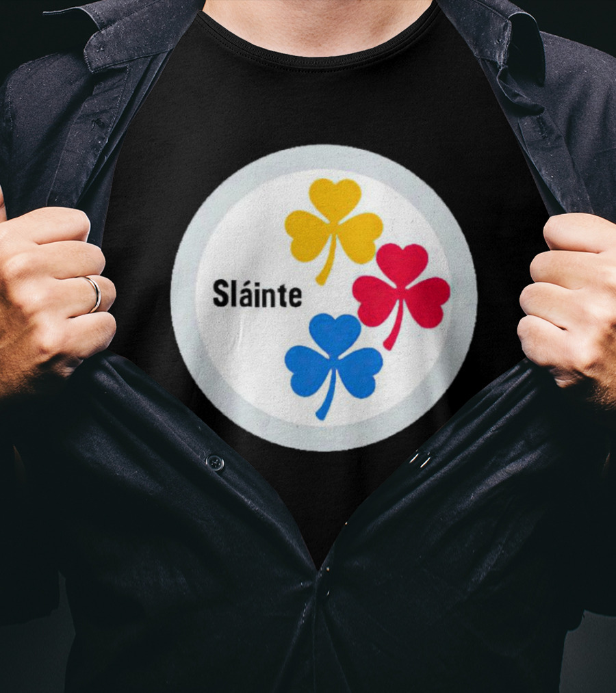 Sláinte Steelers Irish Shamrock Symbols T-Shirt