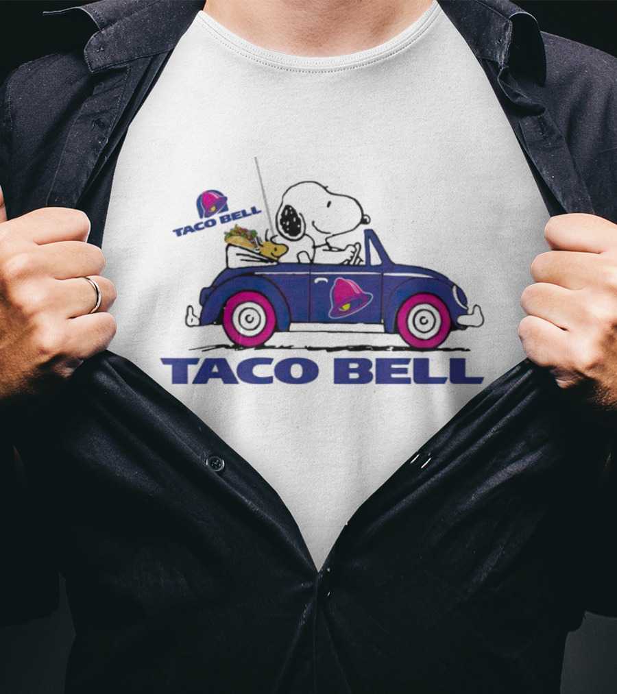 Snoopy And Woodstock Driving Taco Bell Car T-Shirt