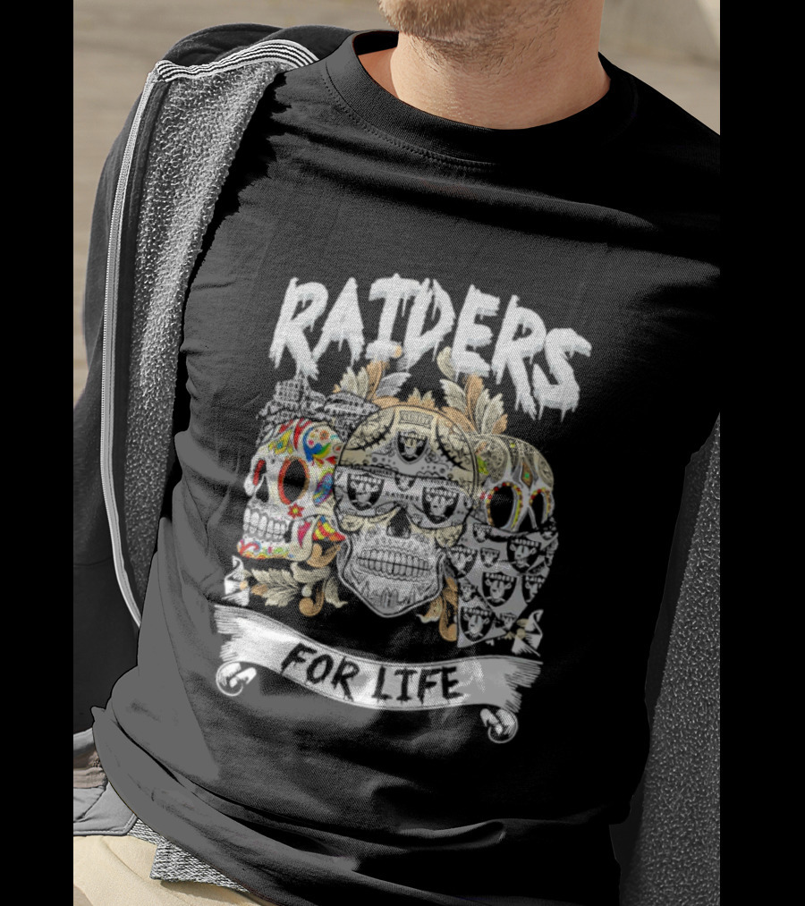 Raiders Sugar Skull For Life T-Shirt