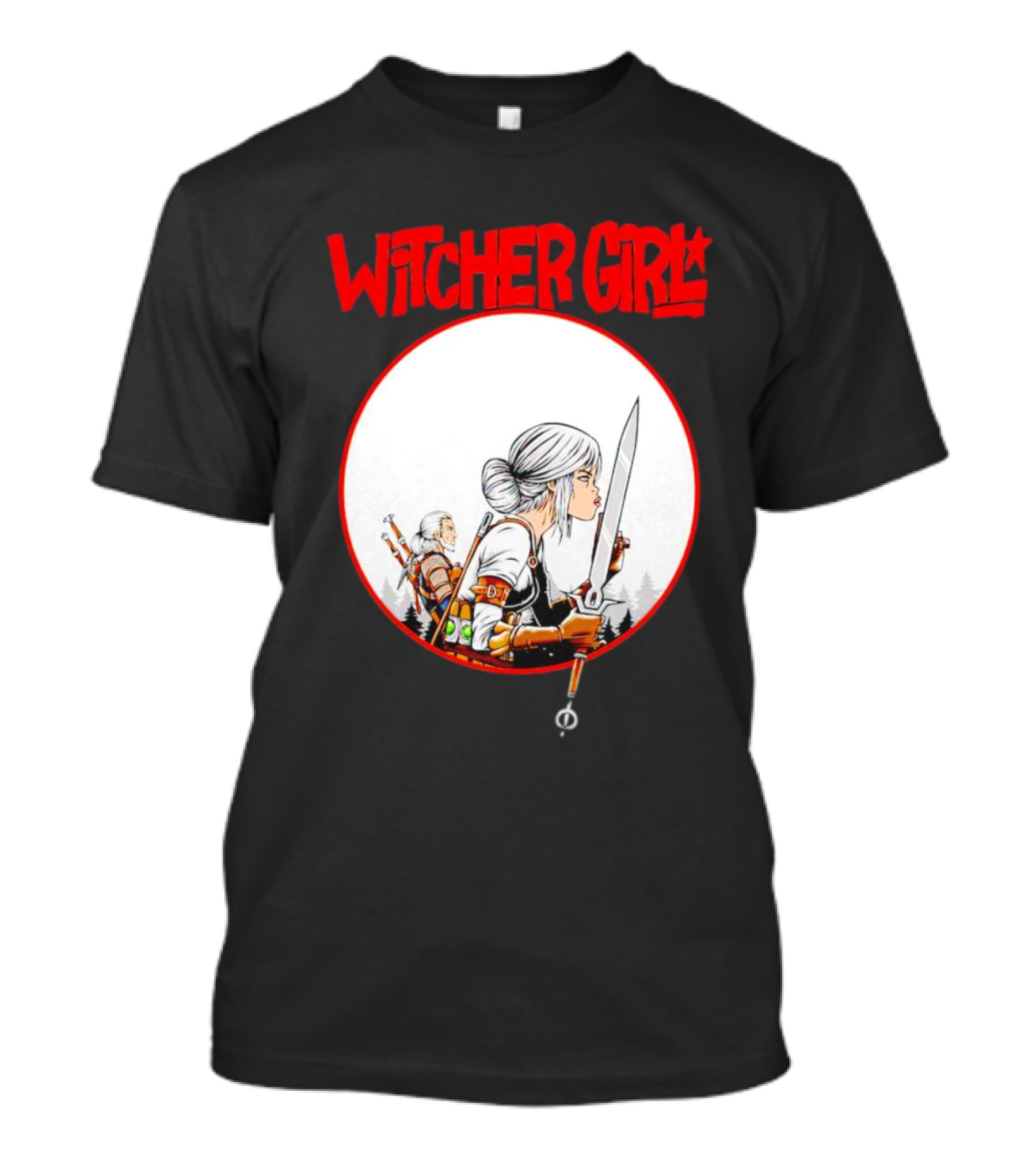 Witcher Girl Sword Arts Iconic Fantasy Character Scene T-Shirt