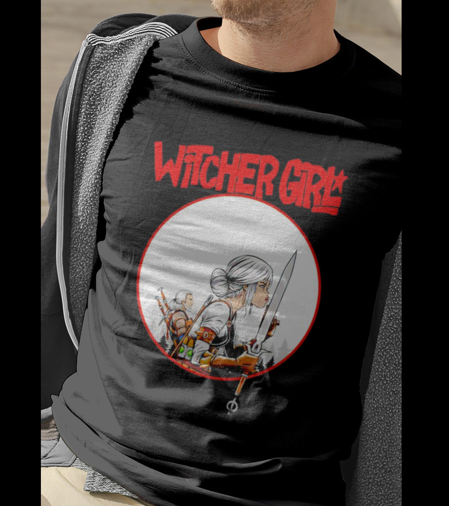 Witcher Girl Sword Arts Iconic Fantasy Character Scene T-Shirt