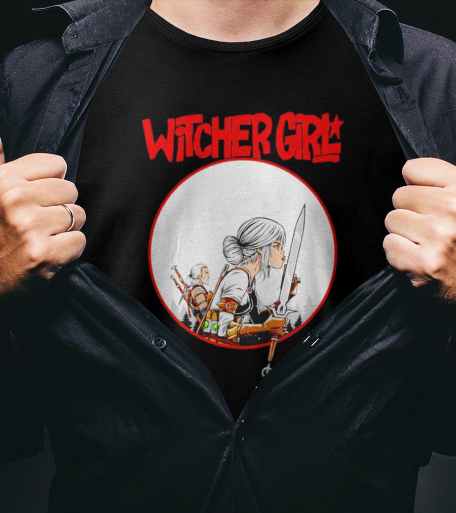 Witcher Girl Sword Arts Iconic Fantasy Character Scene T-Shirt