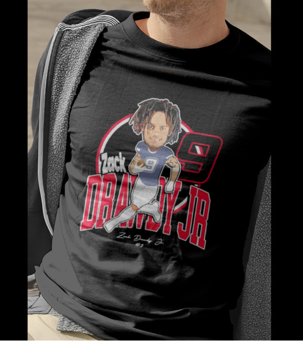 Zack Drawdy Jr Running Caricature #9 Signature Football T-Shirt