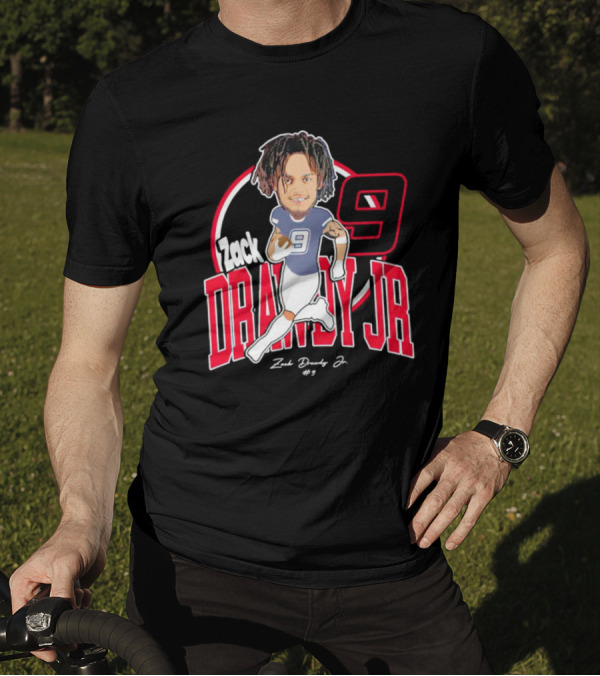 Zack Drawdy Jr Running Caricature #9 Signature Football T-Shirt