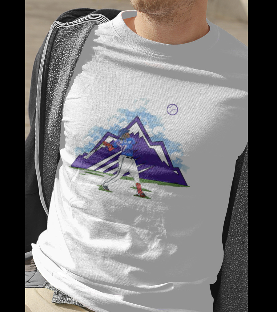 Blue Jays Vladimir Guerrero Jr. Mountain Swing Baseball Clouds T-Shirt