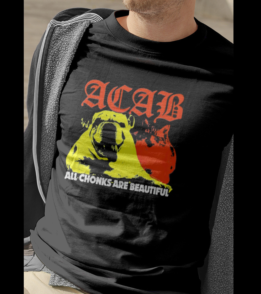 ACAB Bulldog All Chonks Are Beautiful Yellow Red T-Shirt