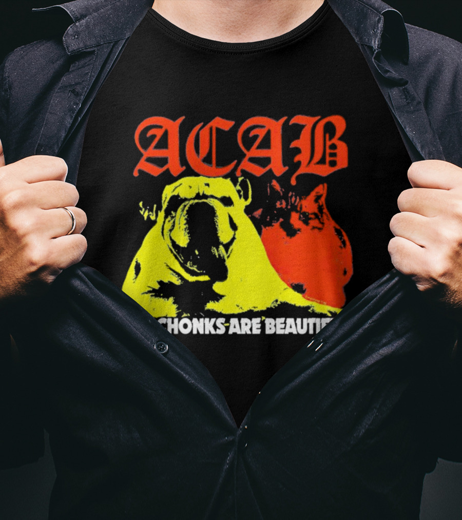 ACAB Bulldog All Chonks Are Beautiful Yellow Red T-Shirt