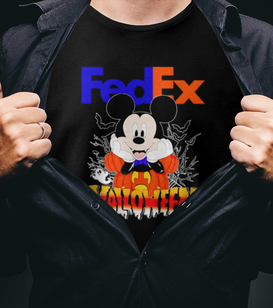 FedEx Mickey Mouse Halloween Pumpkin T-Shirt