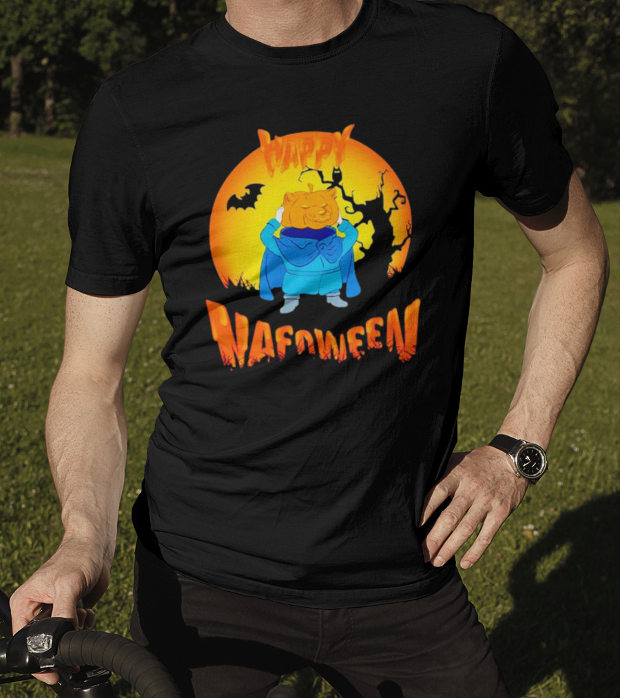 Happy NAFOween Pumpkin Rider With Spooky Moon And Bat T-Shirt