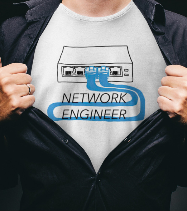 Network Engineer Ethernet Cable Switch Sketch T-Shirt