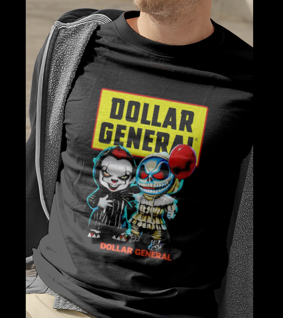 Dollar General Halloween Pennywise And Jack Skellington Crossover T-Shirt
