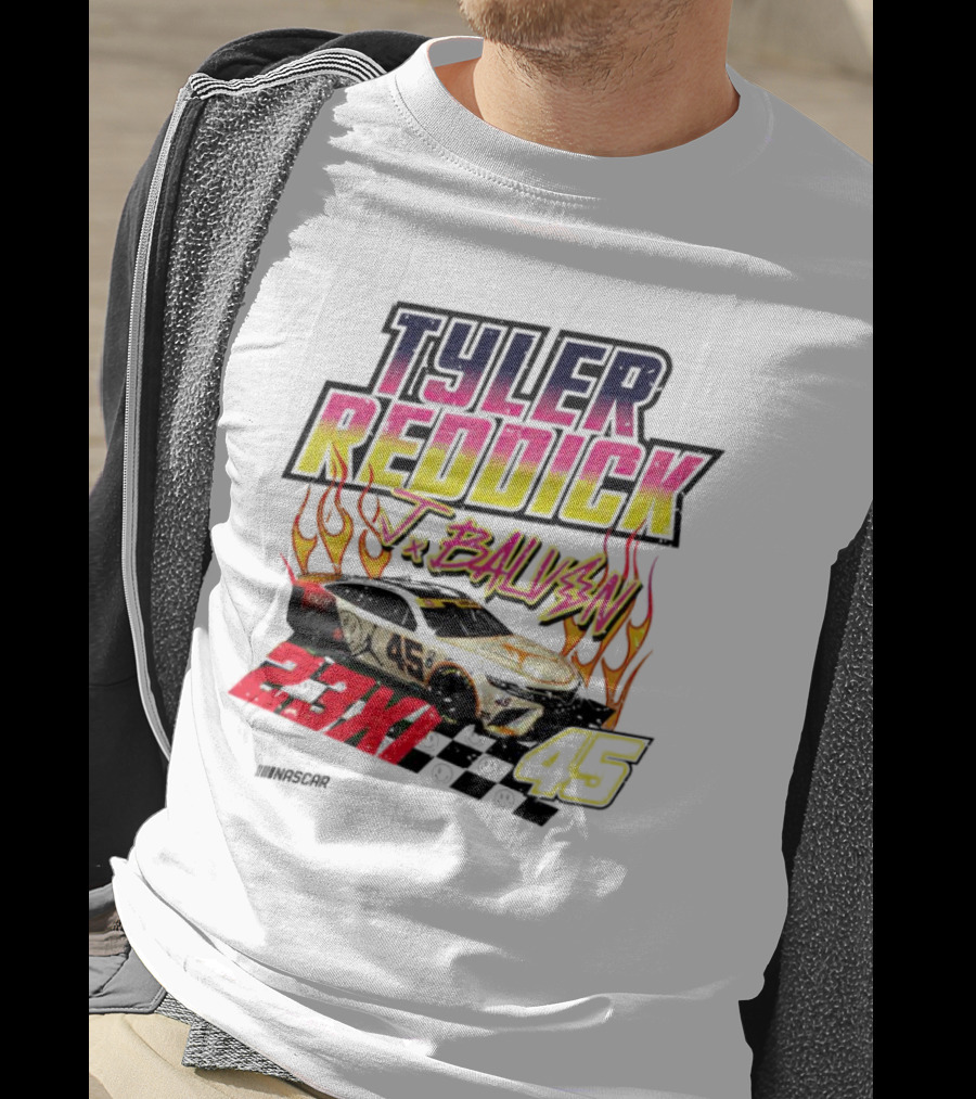 Tyler Reddick J Balvin 23XI Racing NASCAR 45 Flames T-Shirt