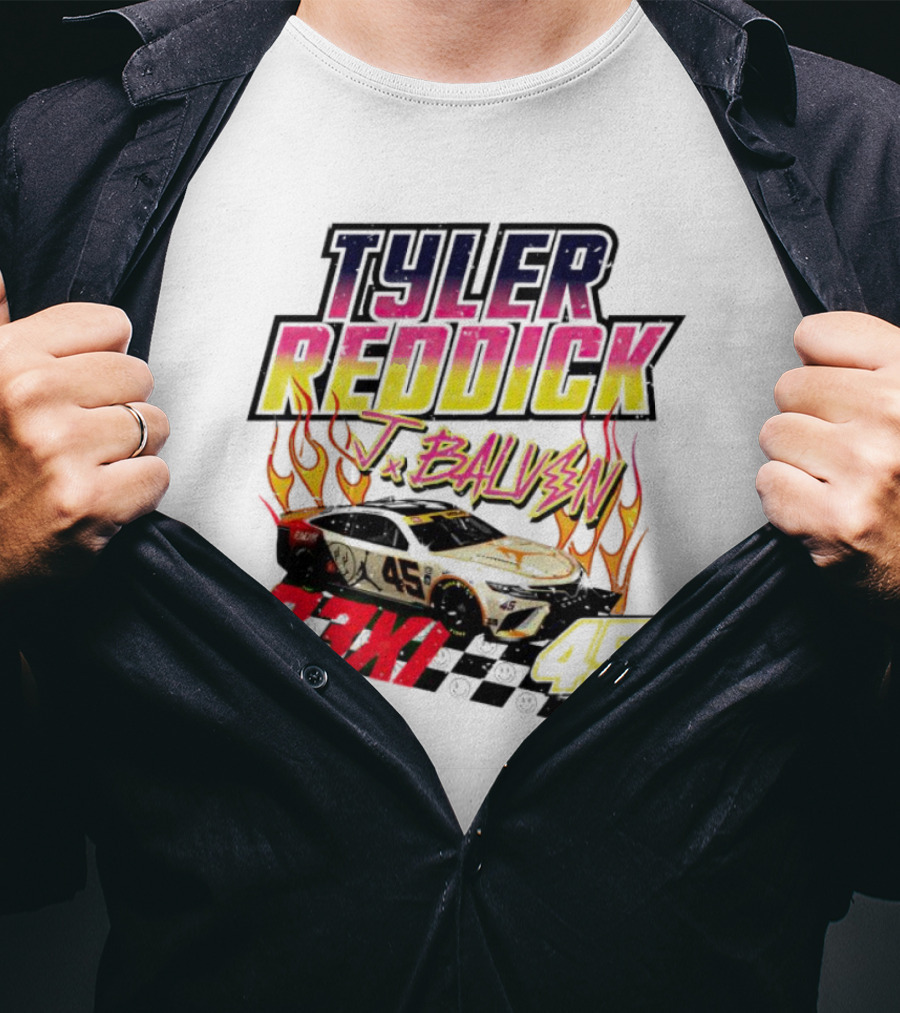 Tyler Reddick J Balvin 23XI Racing NASCAR 45 Flames T-Shirt