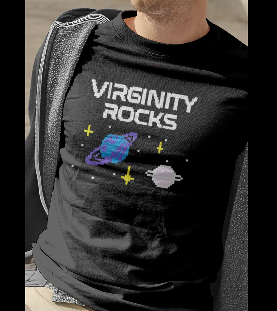 Virginity Rocks Pixel Space Planets And Stars T-Shirt
