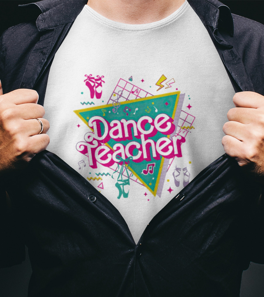 Barbie Dance Teacher Neon 80s Style Vibrant Ballet Elements T-Shirt