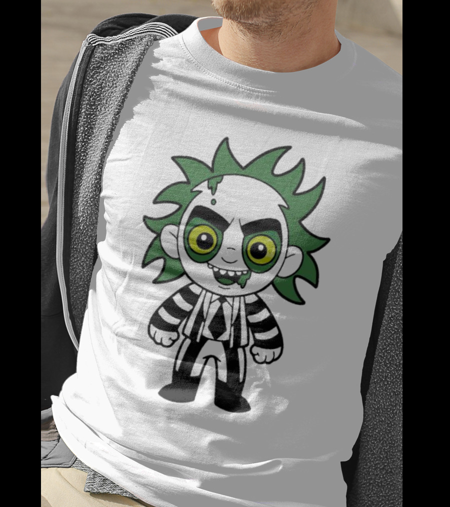 Beetlejuice Chibi Halloween Creepy Green Hair Character T-Shirt