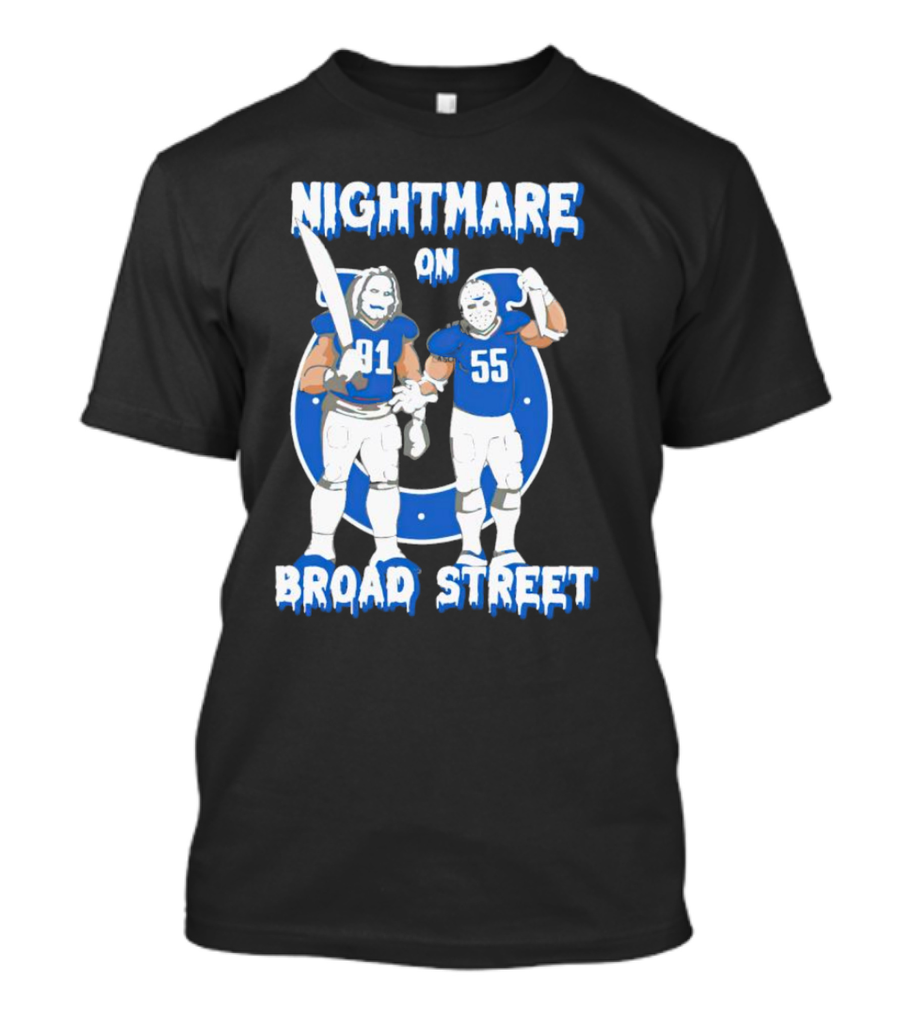 Nightmare On Broad Street Indianapolis Colts 91 55 Jason Voorhees Halloween T-Shirt