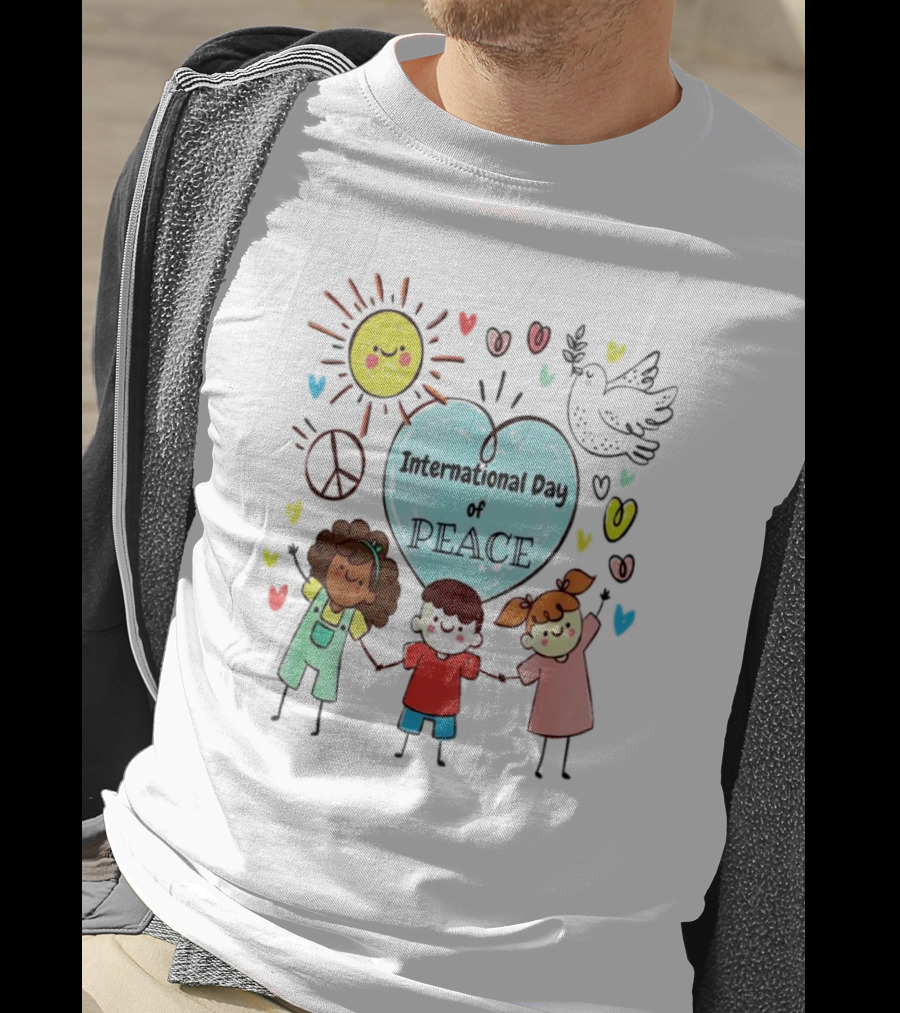 International Day Of Peace Children Hearts Dove Sun T-Shirt