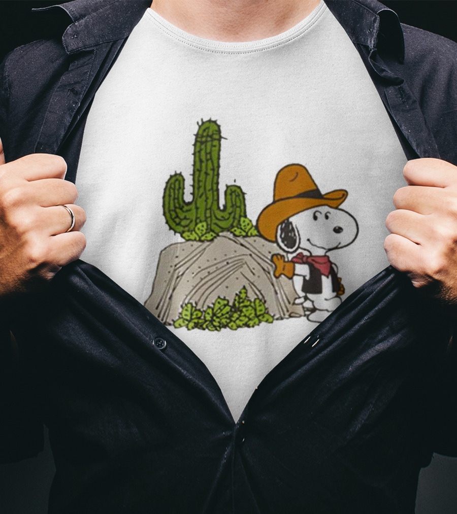 Cowboy Snoopy And Cactus Desert Scene T-Shirt