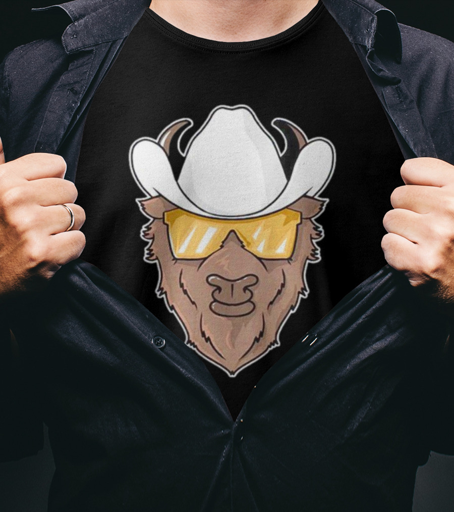 Deion Sanders Colorado Buffaloes Cowboy Hats Sunglasses Buffalo Head T-Shirt