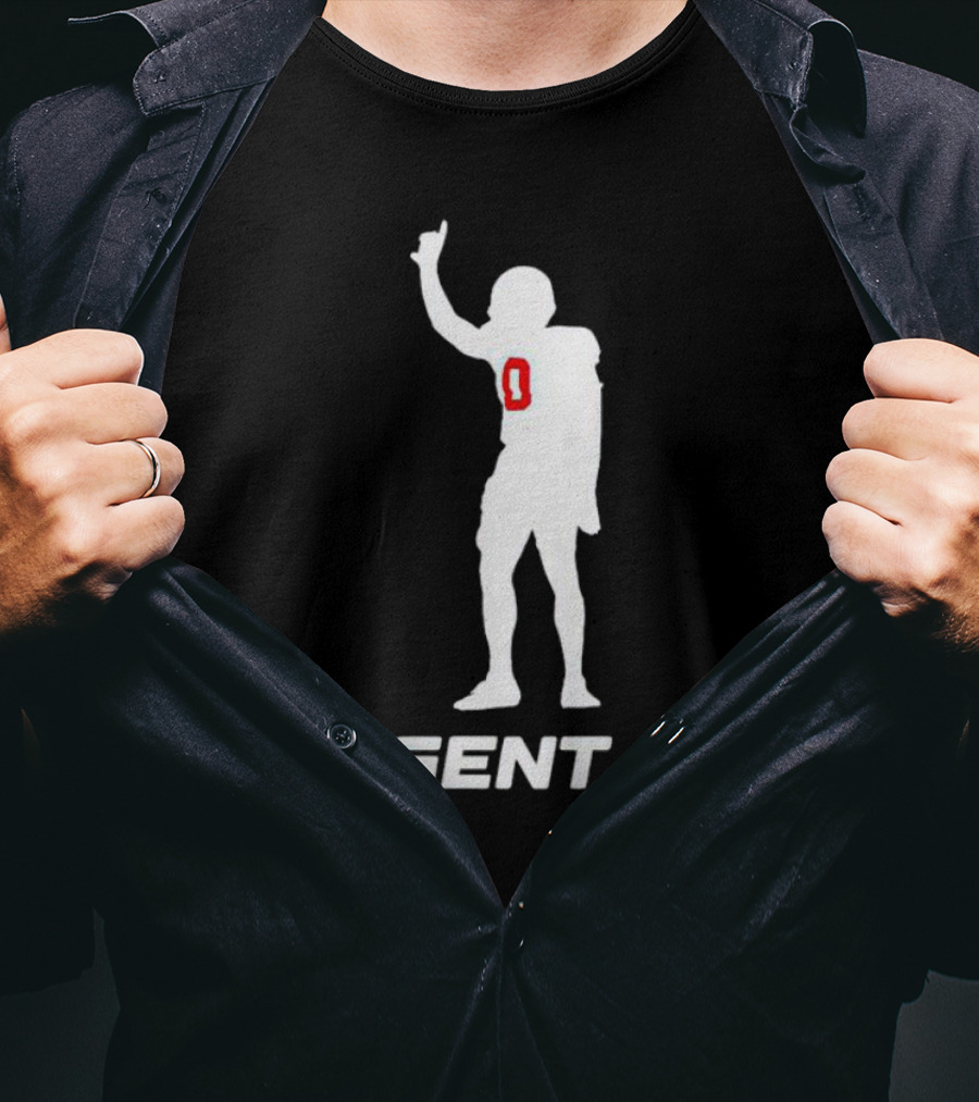 DeMarvion Overshown Agent 0 Football Silhouette Victory Pose T-Shirt