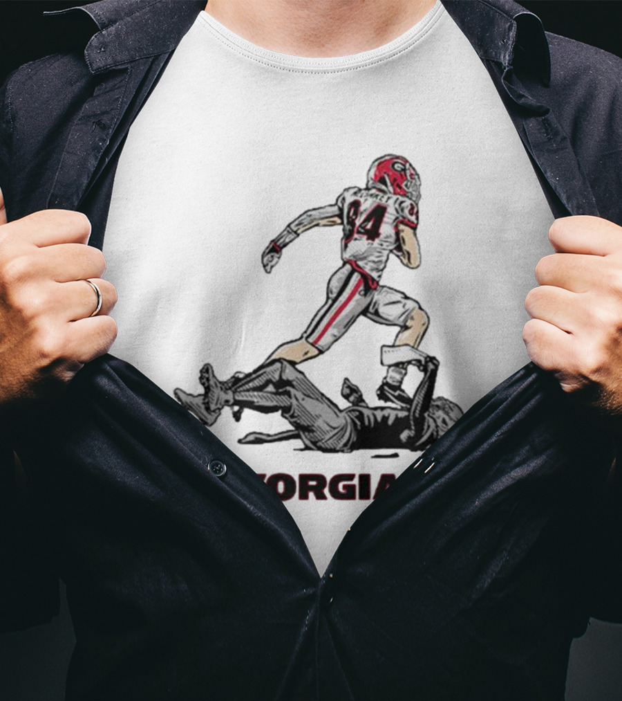 Georgia Football Ladd McConkey 84 Superstar Pose NIL T-Shirt