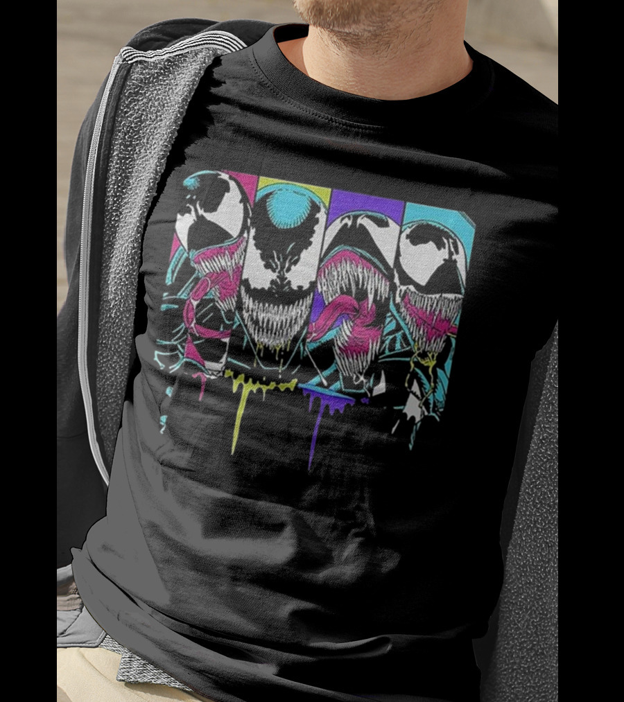 Retro Vintage Venom Symbiote Spider-Man Pop Art Panels T-Shirt
