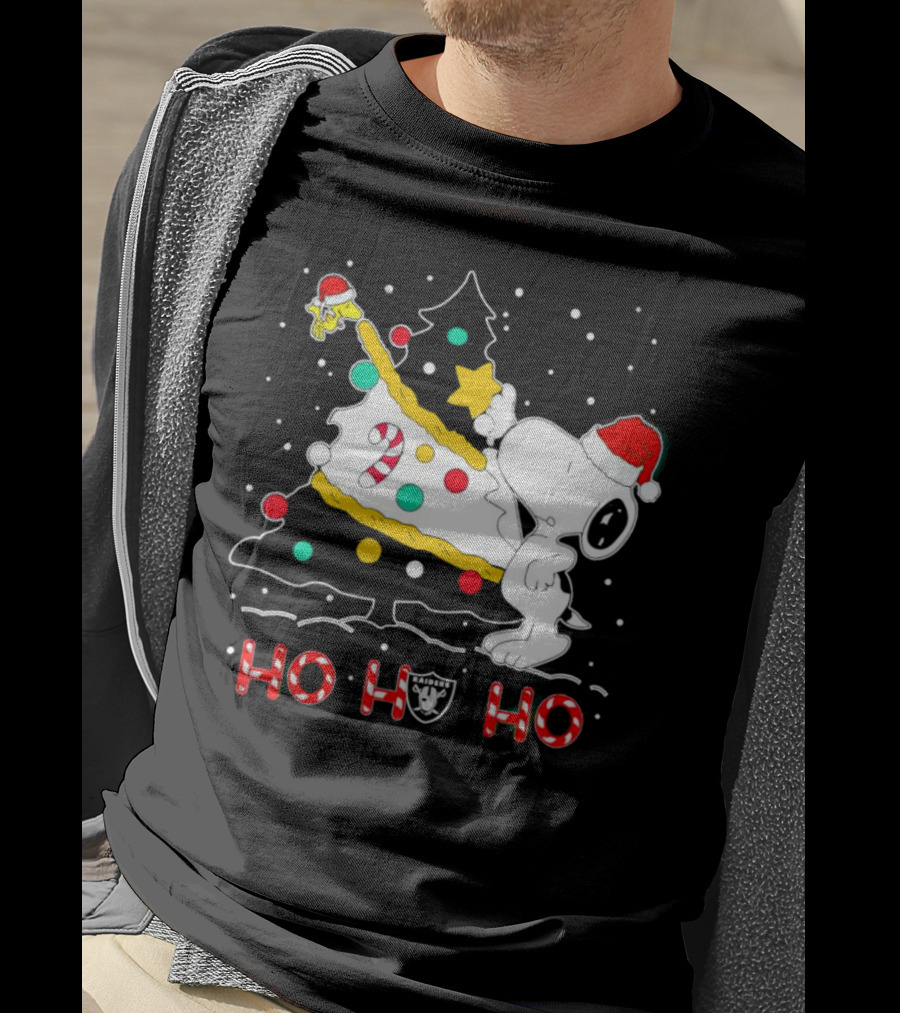 Snoopy Woodstock Las Vegas Raiders Christmas Ho Ho Ho T-Shirt