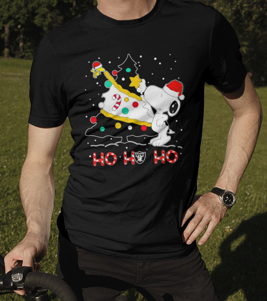 Snoopy Woodstock Las Vegas Raiders Christmas Ho Ho Ho T-Shirt
