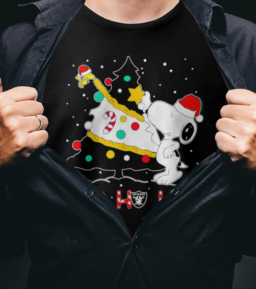 Snoopy Woodstock Las Vegas Raiders Christmas Ho Ho Ho T-Shirt