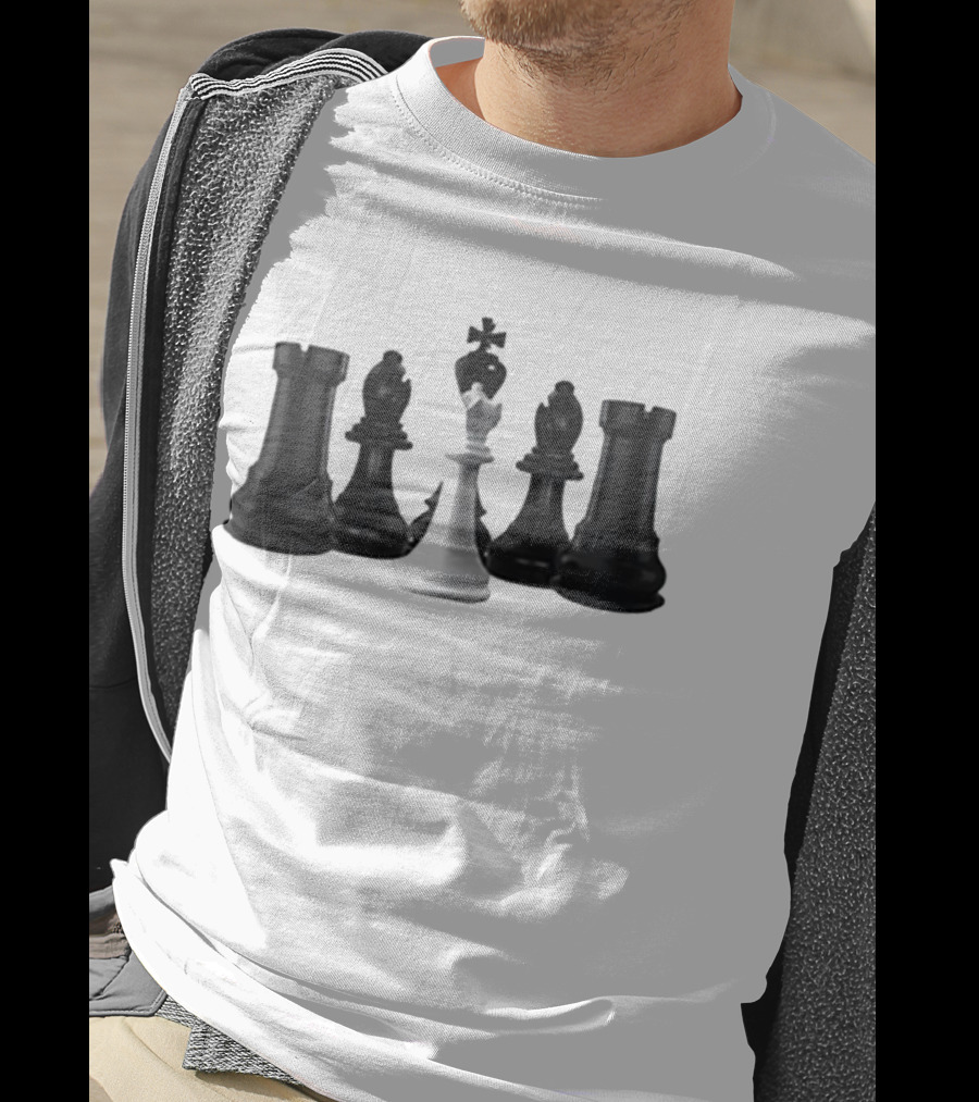 The Chess Grandmaster White King Surrounded By Black Rooks And Bishops T-Shirt