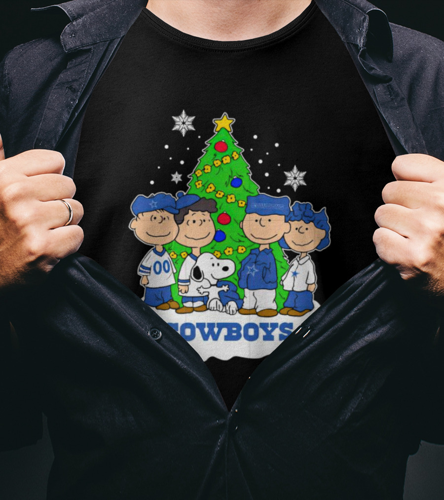 Peanuts Characters Dallas Cowboys Christmas Tree Cowboys T-Shirt