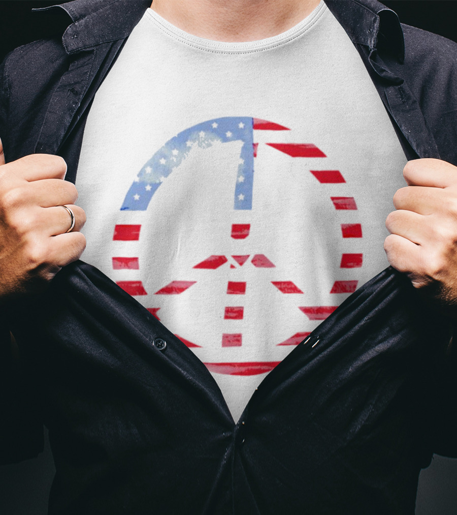 USA Flag Peace Symbol T-Shirt