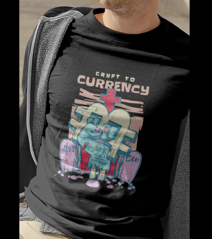 Crypt To Currency Zombie Bitcoin Graveyard Scene T-Shirt