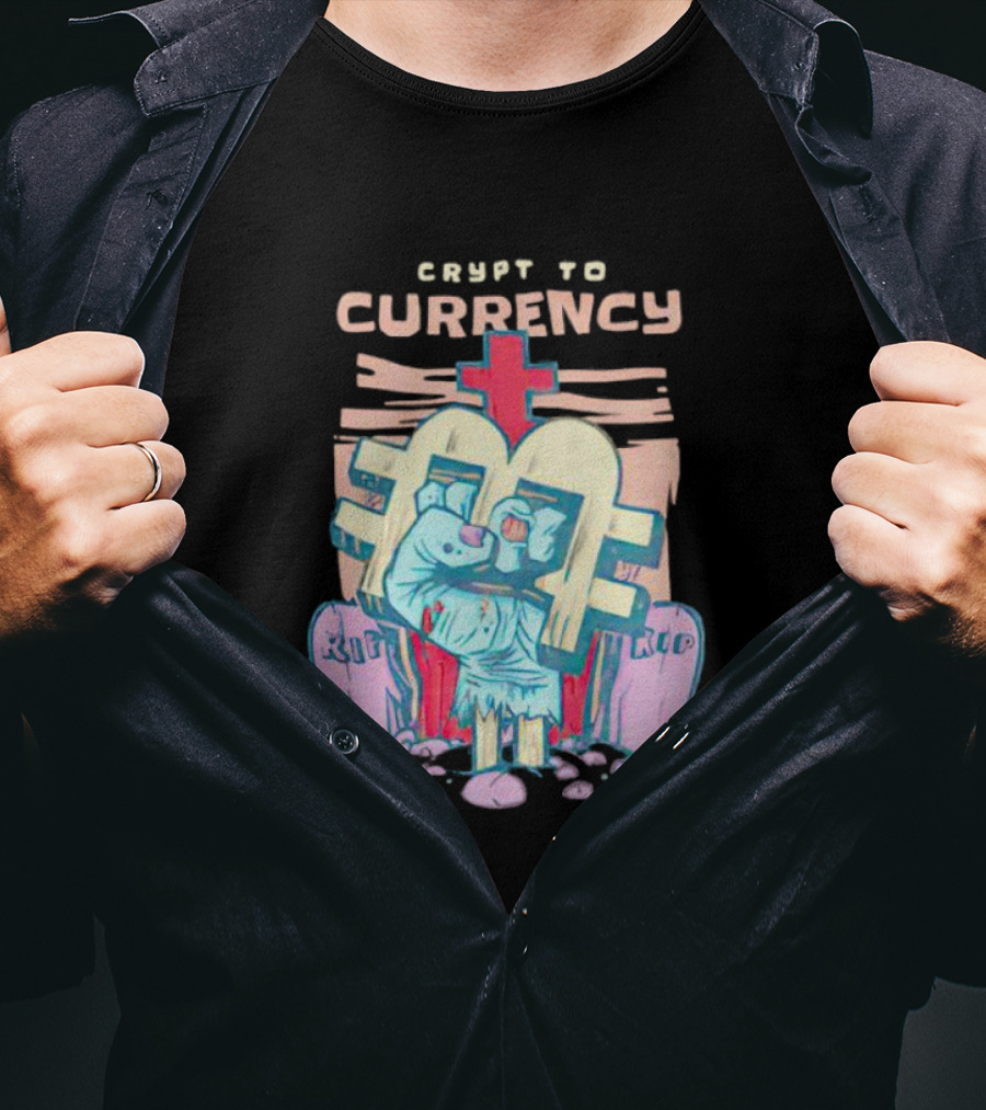 Crypt To Currency Zombie Bitcoin Graveyard Scene T-Shirt