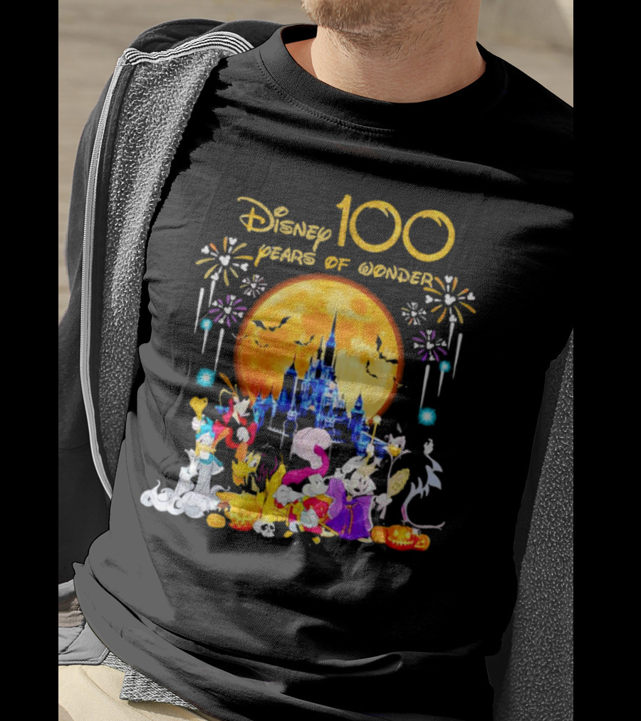 Disney 100 Years Of Wonder Halloween Castle And Characters T-Shirt