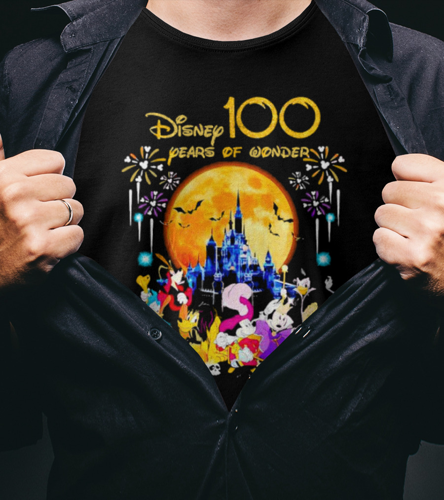 Disney 100 Years Of Wonder Halloween Castle And Characters T-Shirt