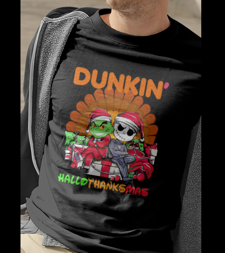 Grinch Jack Skellington Dunkin Hallo Thanks Mas T-Shirt