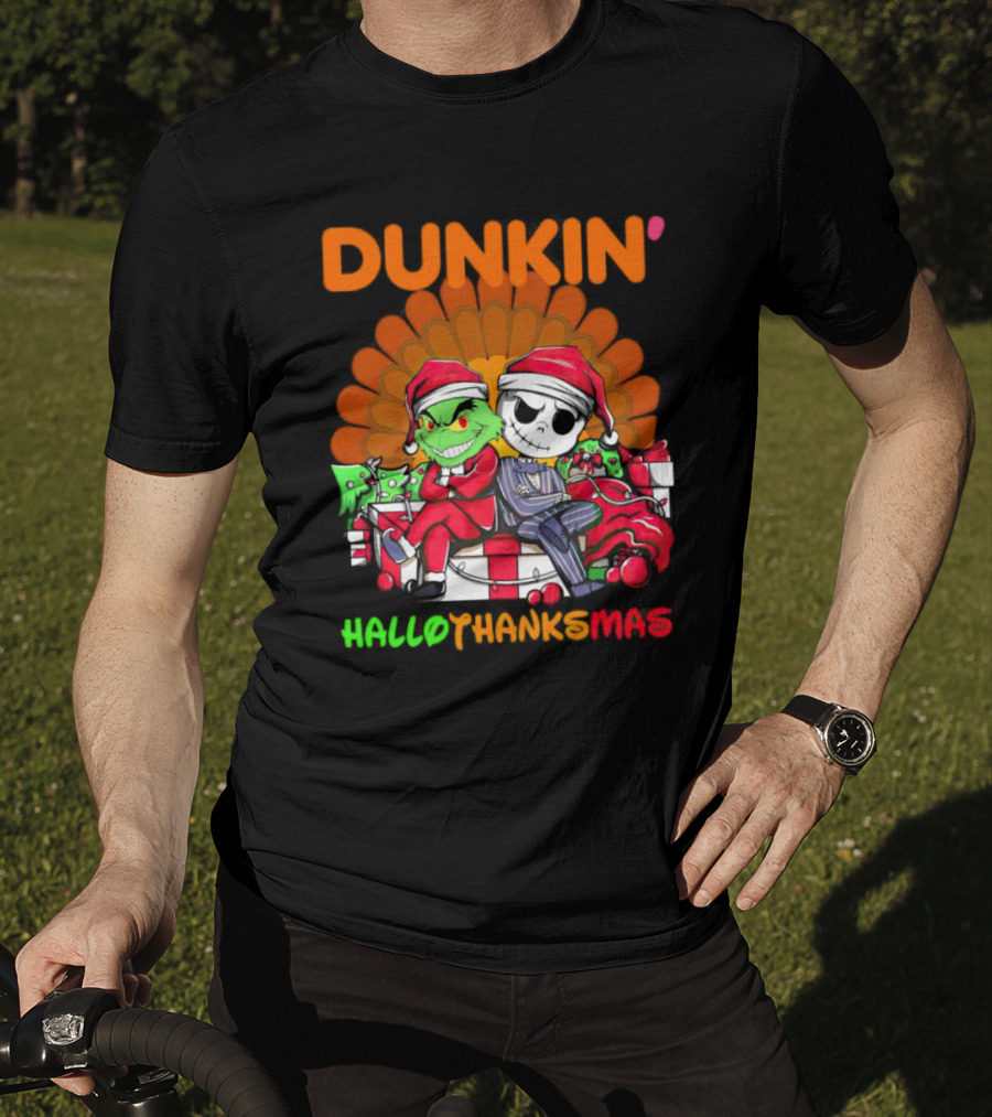 Grinch Jack Skellington Dunkin Hallo Thanks Mas T-Shirt