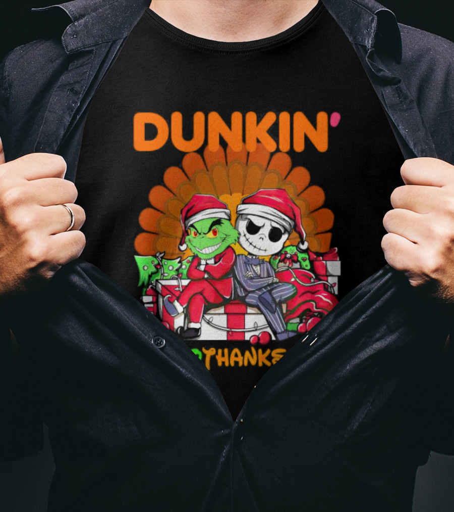 Grinch Jack Skellington Dunkin Hallo Thanks Mas T-Shirt